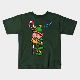 Sleeping Christmas Elf Guard Kids T-Shirt